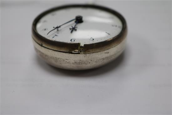 A 19th century silver pair cased pocket watch by Jos. Atkinson, Gateshead, (outer case associated).